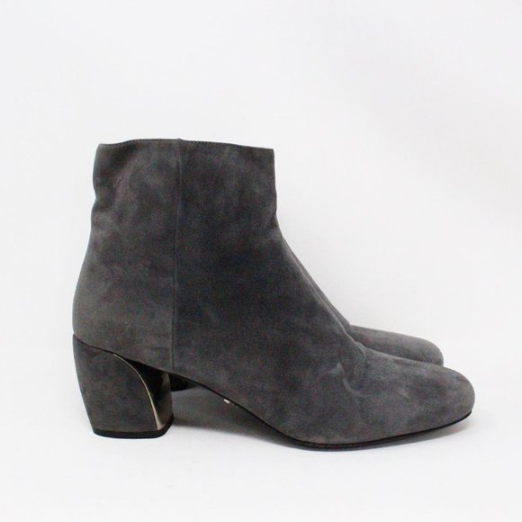 * ON SALE PRADA #36456 Grey Suede Heel Booties (US 8 EU 38) - Picture 2 of 9